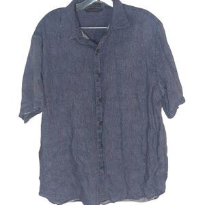 Axist Waved Washed Button Up Shirt Mens 100% Linen Large L